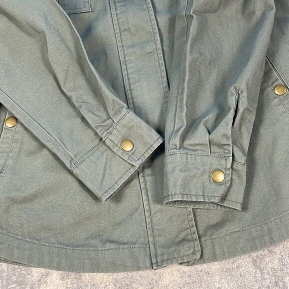 Style & Co Embroidered Roses Floral Back Utility Jacket Green Shacket Sz S - Picture 10 of 12